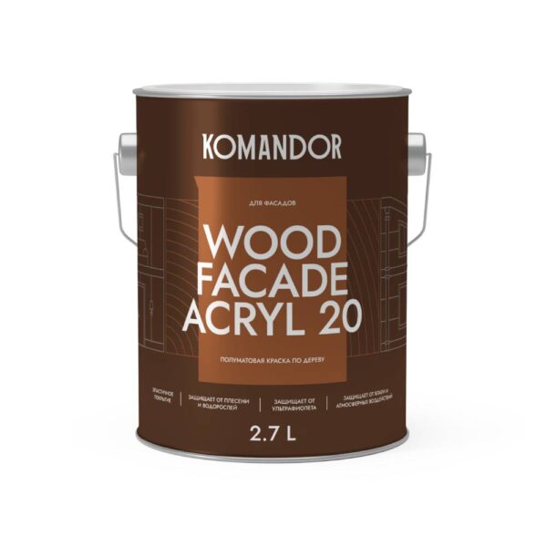 Краска WOOD FACADE ACRYL 20 2,7 л КОМАНДОР изображение
