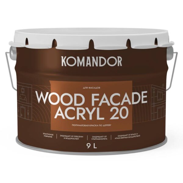 Краска WOOD FACADE ACRYL 20 9 л КОМАНДОР изображение