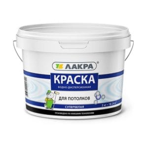 Краска ДЛЯ ПОТОЛКОВ супербелая 3 кг ЛАКРА фотография картинка изображение