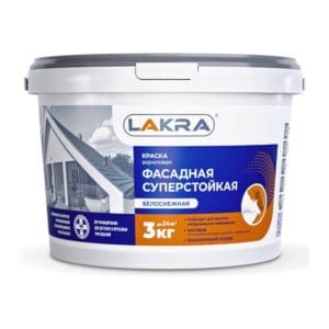 Краска ФАСАДНАЯ СУПЕРСТОЙКАЯ белоснежная 3 кг ЛАКРА изображение