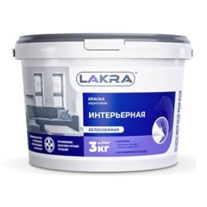 Краска ИНТЕРЬЕРНАЯ белоснежная 3 кг ЛАКРА изображение