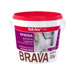 Краска BRAVA ACRYL 35Y для окон и дверей полуматовая 1,1 кг MAV изображение
