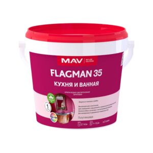 Краска FLAGMAN 35 кухня и ванная полуглянцевая 1,1 кг MAV изображение