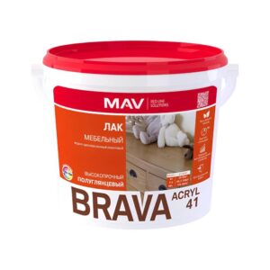 Лак BRAVA ACRYL 41 мебельный полуглянцевый 1 кг MAV изображение