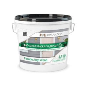 Краска FACADE ACRYL WOOD 2,7 л КОМАНДОР фотография картинка изображение